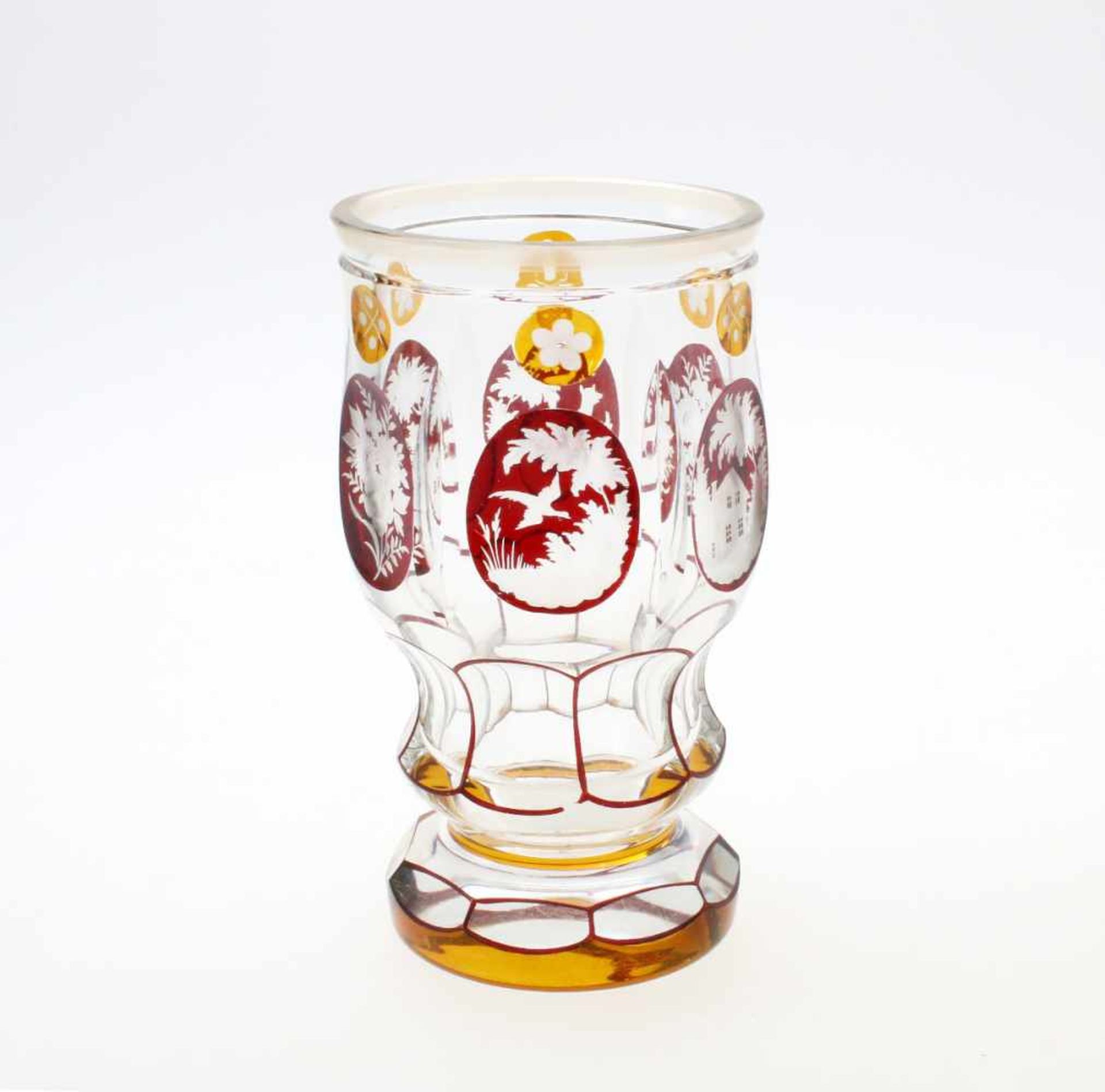Glasbecher - Haida, Böhmen Farbloses Glas, abgesetzter Lippenrand, umlaufend 6 runde und 6 ovale - Image 2 of 2