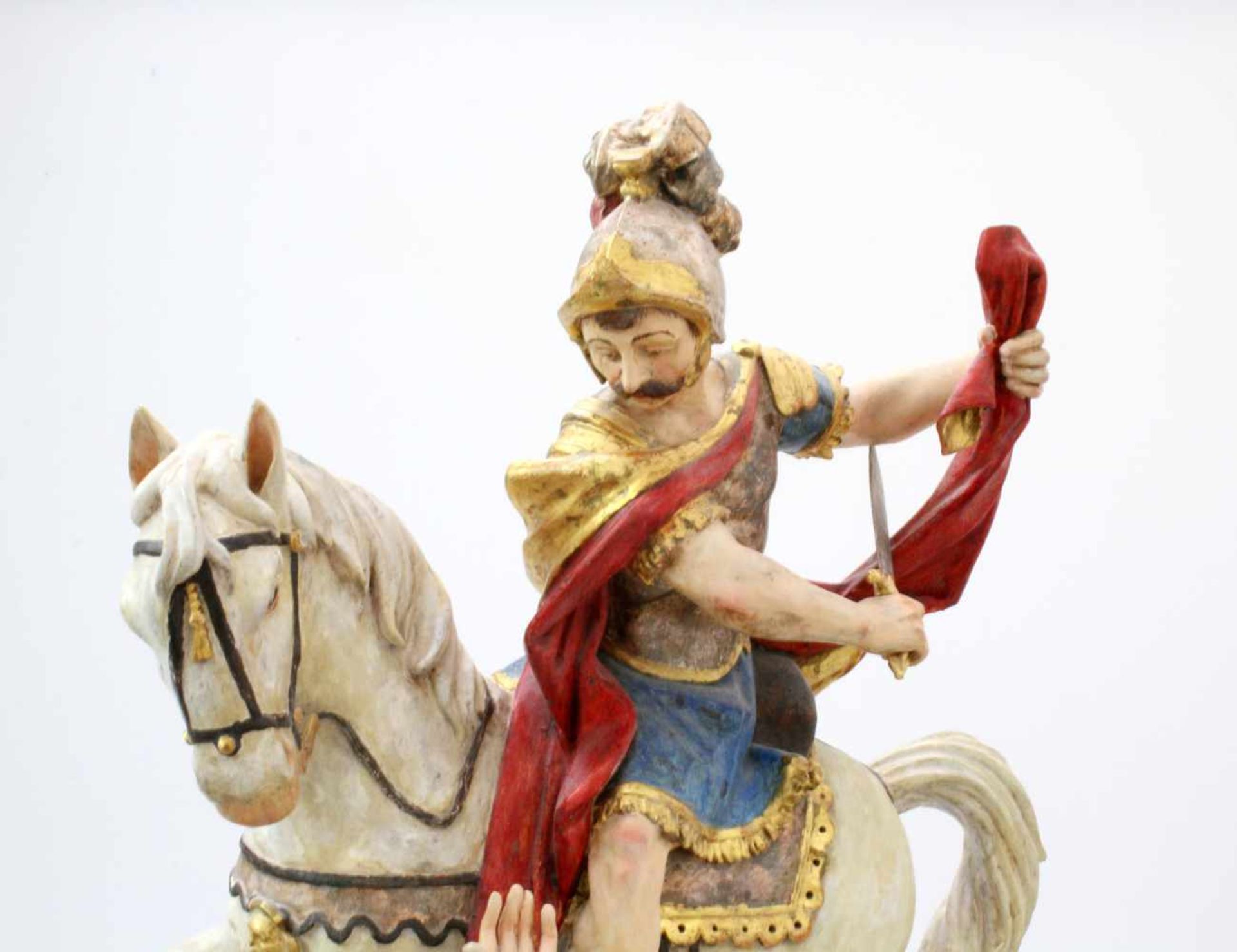 Handgeschnitzte Figur - St. Martin Polychrom- und goldstaffiert, feine Schnitzerei, St. Martin - Bild 5 aus 6