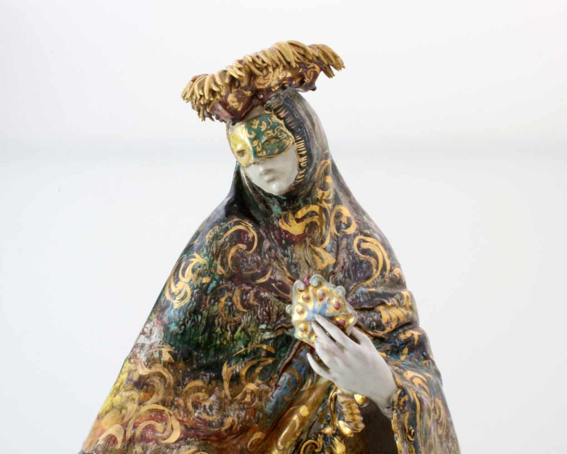 Keramikplastik "Venezianische Colombina" - Eugenio Pattarino (1885-1971)Große Figur, polychrom- - Bild 5 aus 7