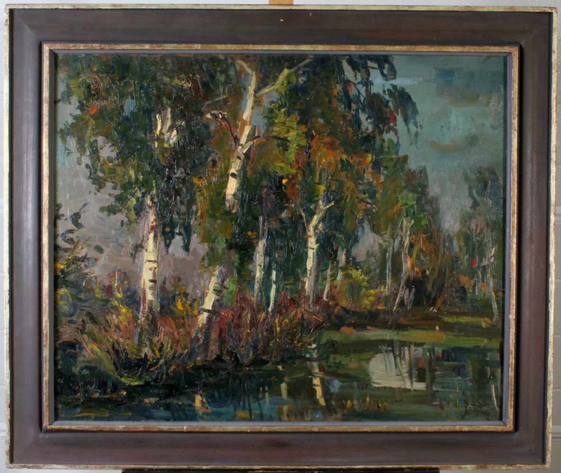 "Birken am Teich" - Alexander Wolfgang (1894-1970)Öl auf Platte, unten rechts signiert, - Bild 2 aus 3