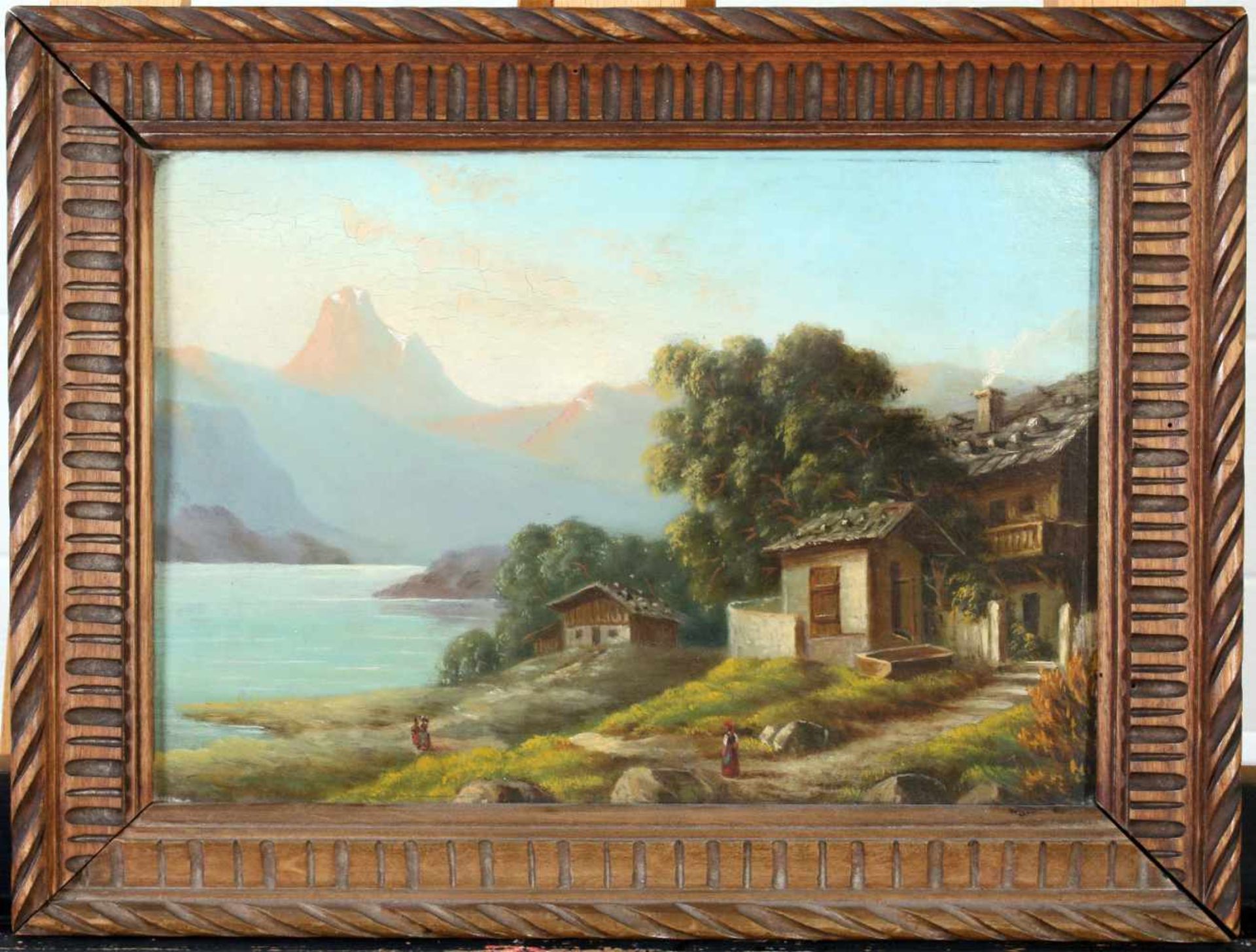 2 Gemälde "Am Vierwaldstättersee" - um 1900Öl auf Karton, unsigniert, beide vom selben Maler, - Bild 5 aus 5