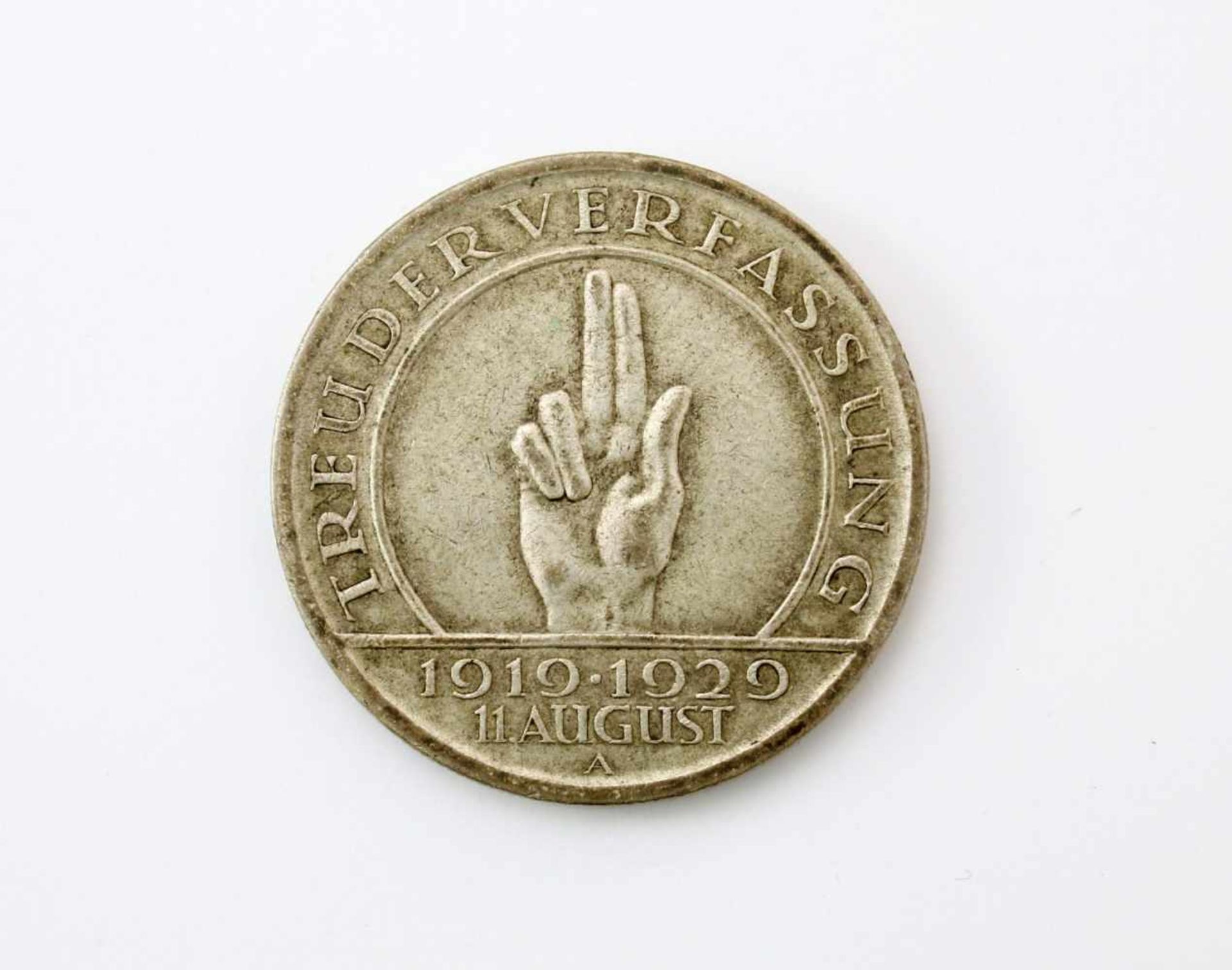 5 Reichsmark "Treu der Verfassung" - 11. August 1929Silbermünze, Vorderseite: Hindenburg, Rückseite: - Bild 2 aus 2