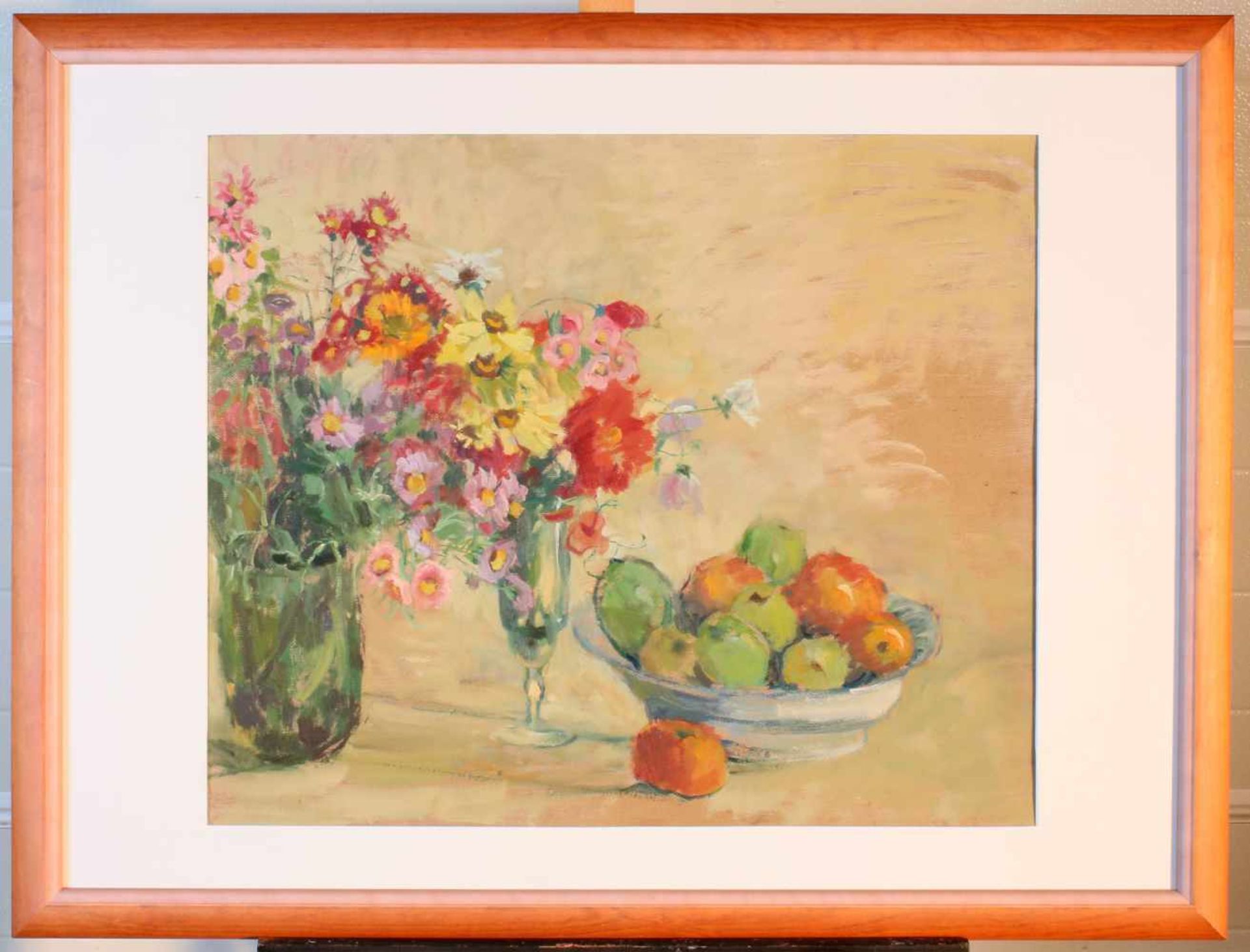 "Stillleben - Blumen und Früchte" - Minna Köhler-Roeber (1883-1957)Öl auf Platte, rückseitig - Bild 2 aus 2