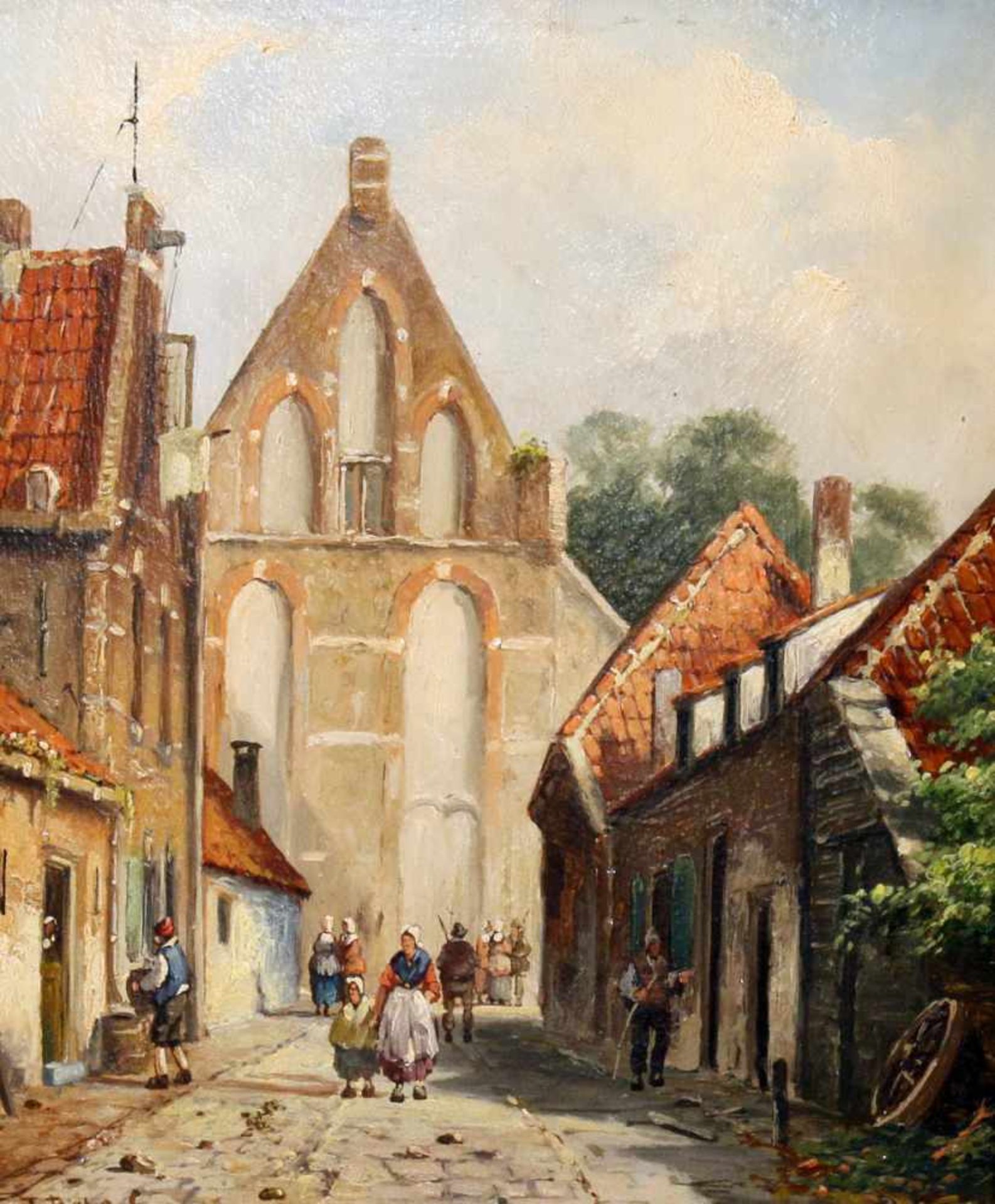 "Niederländische Stadtszene" - Carel Jacobus Behr (1812-1895)Öl auf Holz, unten links signiert,