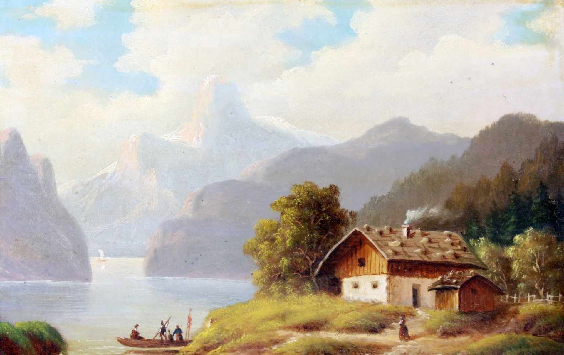 2 Gemälde "Am Vierwaldstättersee" - um 1900Öl auf Karton, unsigniert, beide vom selben Maler, - Bild 2 aus 5