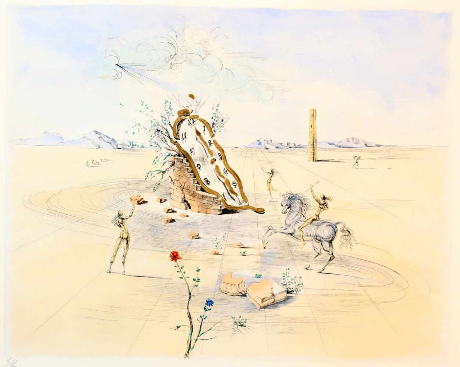 "The cosmic Horseman" - Salvador Dali (1904-1989)Farblithographie, auf Büttenpapier, dieses mit