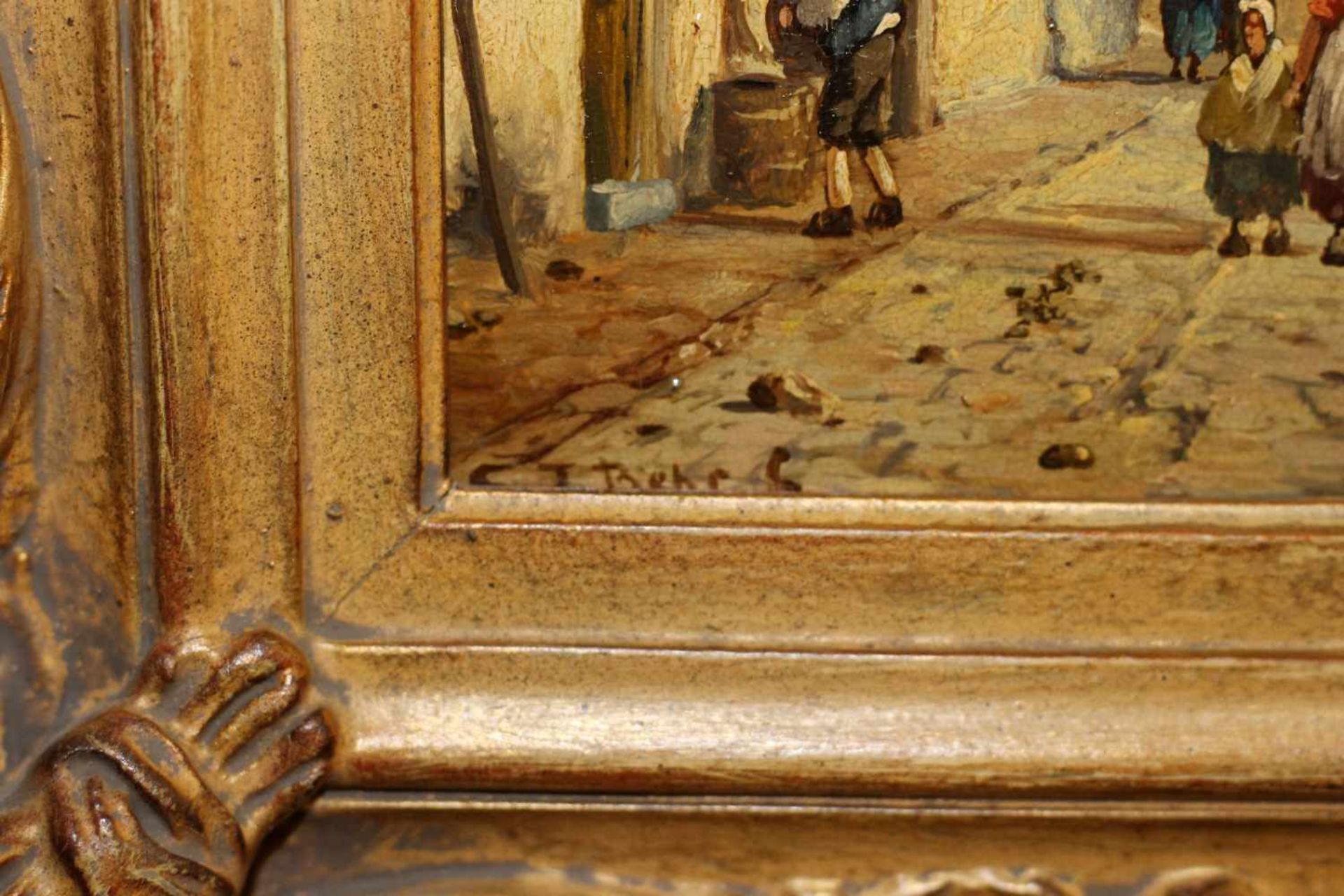 "Niederländische Stadtszene" - Carel Jacobus Behr (1812-1895)Öl auf Holz, unten links signiert, - Bild 4 aus 4