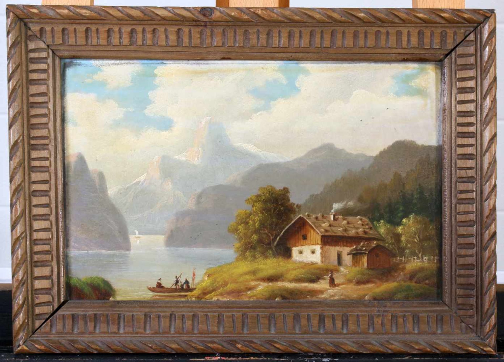 2 Gemälde "Am Vierwaldstättersee" - um 1900Öl auf Karton, unsigniert, beide vom selben Maler, - Bild 3 aus 5