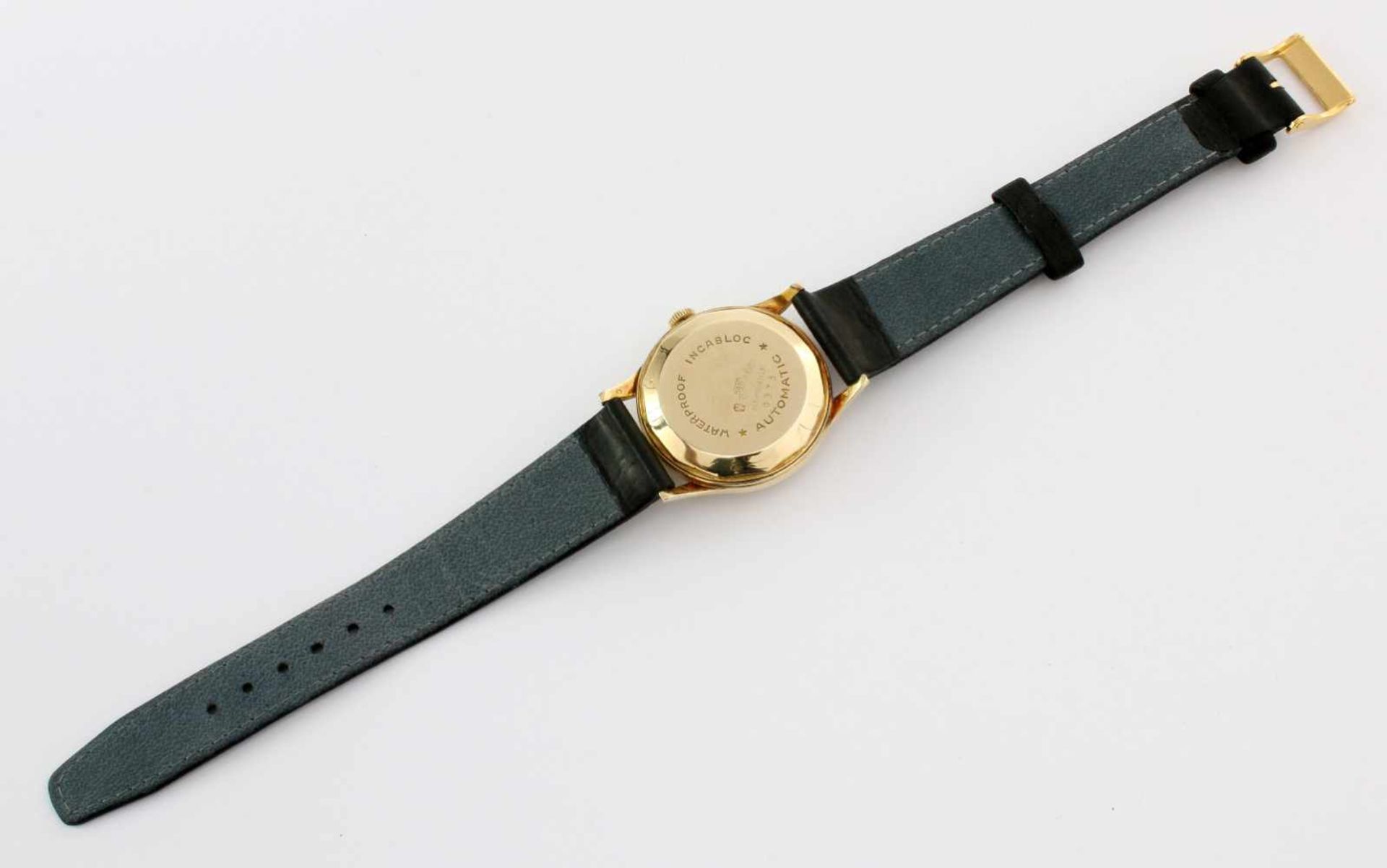 Goldene Armbanduhr Olma - 50/60 JahreAutomatikwerk, Gehäuse GG 585, Ø 32 mm, Plexiglas (ohne - Bild 2 aus 3
