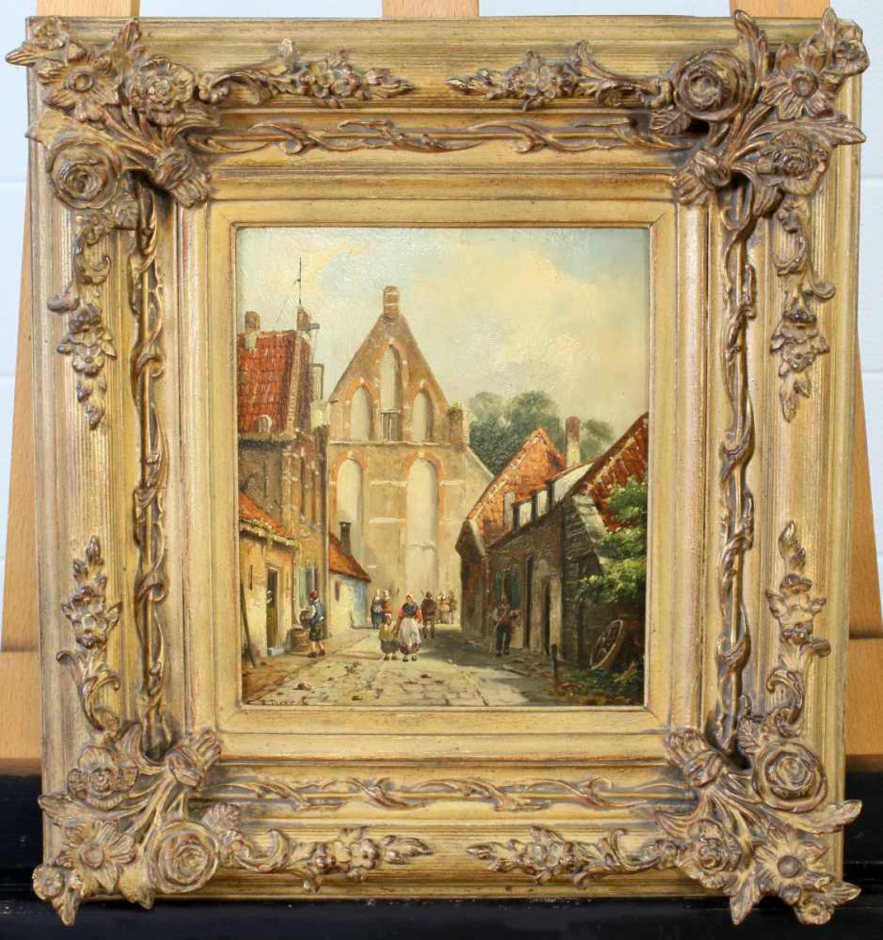 "Niederländische Stadtszene" - Carel Jacobus Behr (1812-1895)Öl auf Holz, unten links signiert, - Bild 2 aus 4