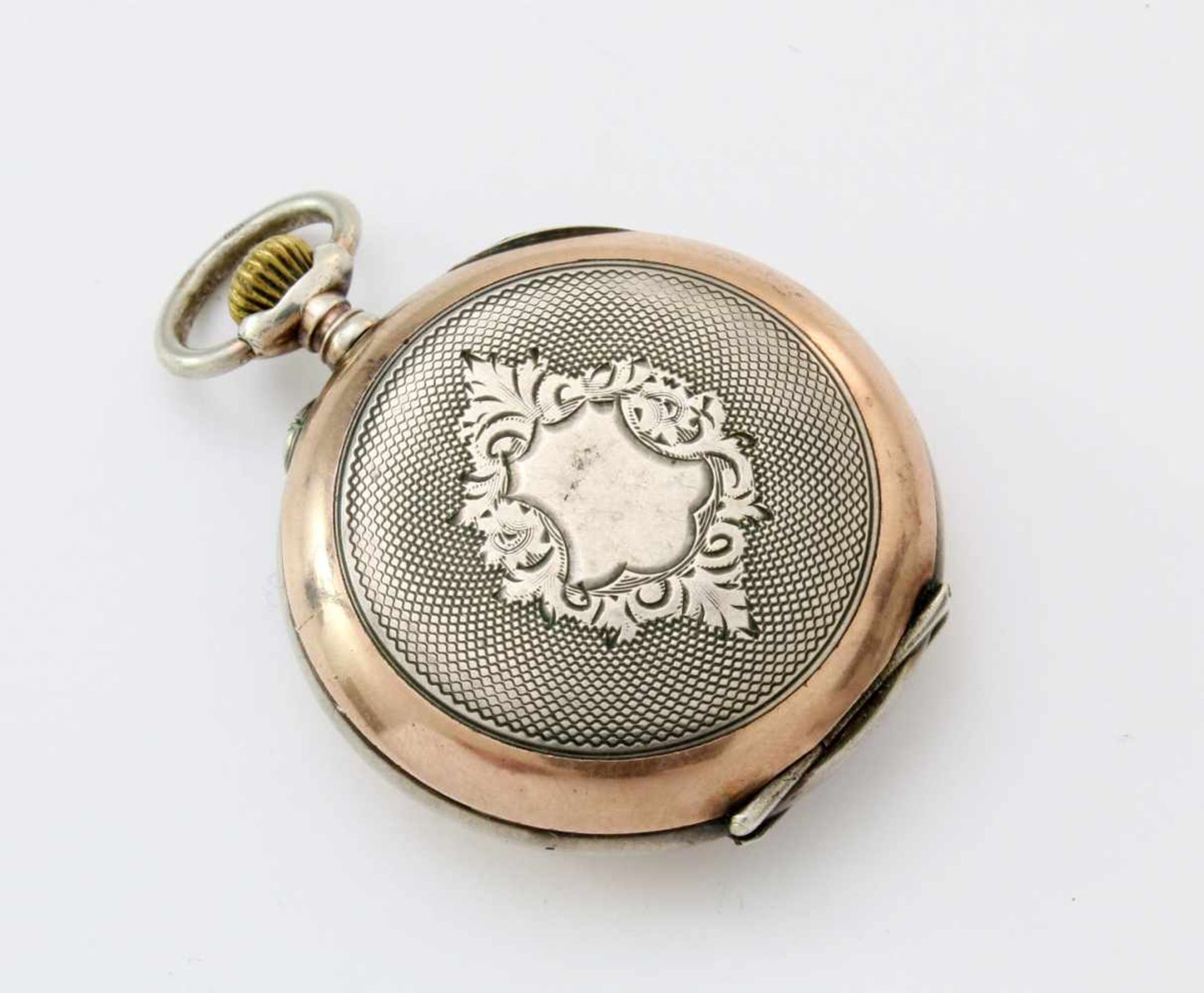 Damentaschen-UhrSilber, auch Cuvette; 10-steiniges, schweizer Zylinderwerk, Emaillblatt mit - Bild 7 aus 8