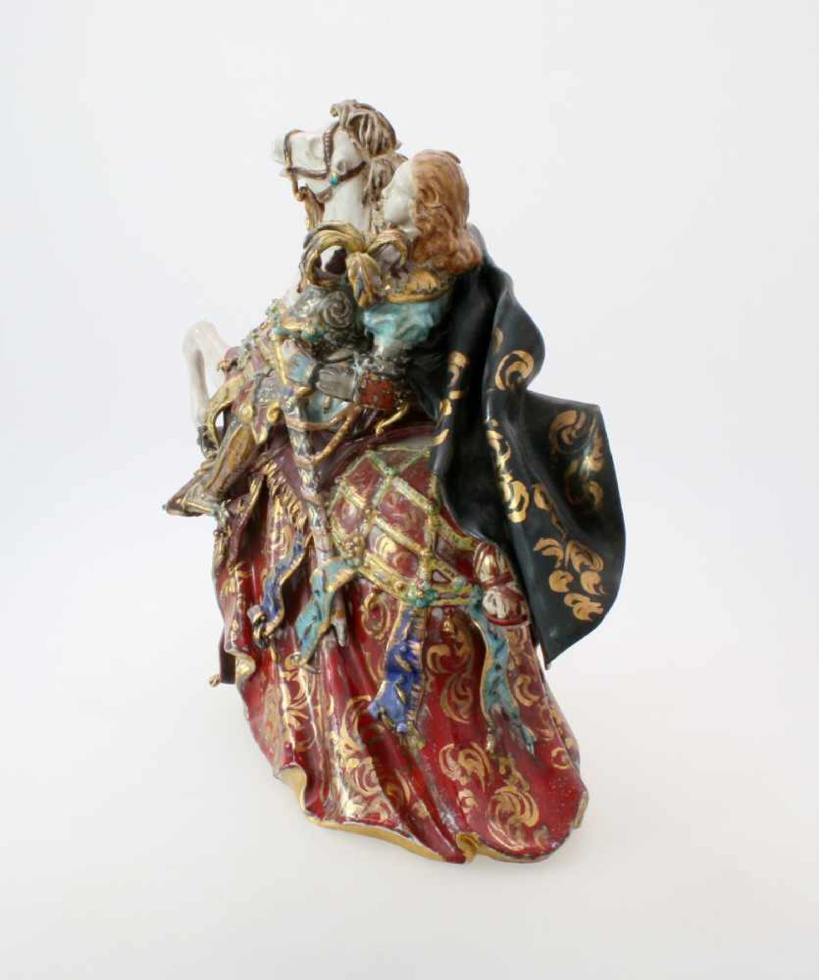 Keramikplastik "Ritter zu Pferde" - Eugenio Pattarino (1885-1971)Große Figur, polychrom- und - Bild 4 aus 6