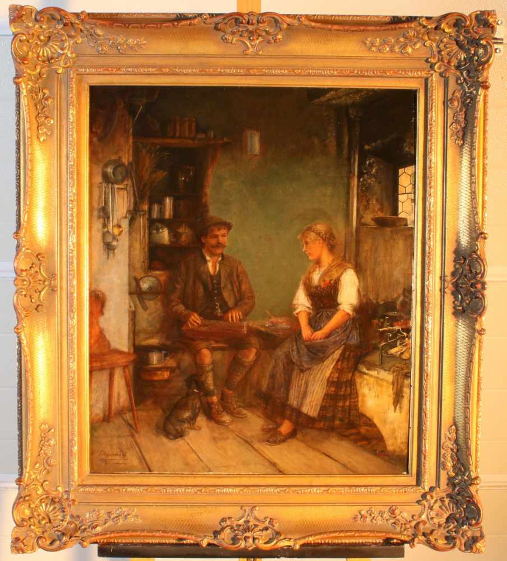 "Das Zitherspiel" - Paul Felgentreff (1854-1933)Öl auf Leinwand, unten links signiert und bezeichnet - Bild 2 aus 4