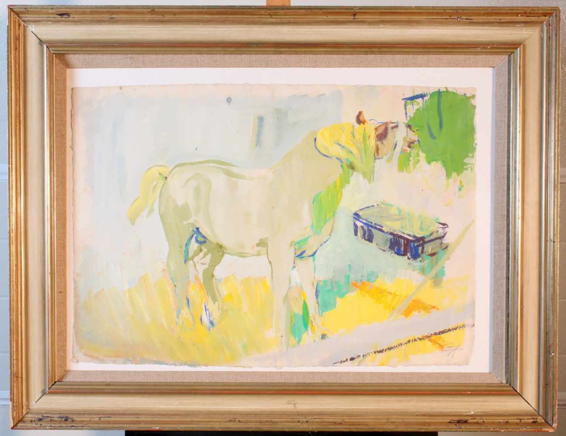 "Pferd an der Heutraufe" - Eduard Aigner (1903-1978)Aquarell auf dickem Aquarellpapier, unten rechts - Bild 2 aus 3