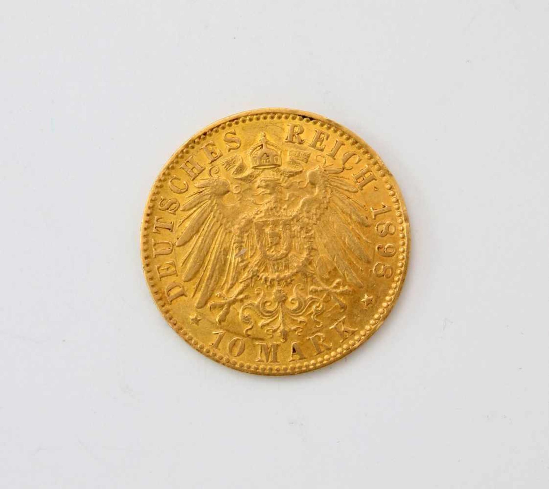 Goldmünze 10 Mark - Hamburg 1898Vorzüglich erhalten, 900er, 4 g, J, mit Münzpass. - Bild 2 aus 2