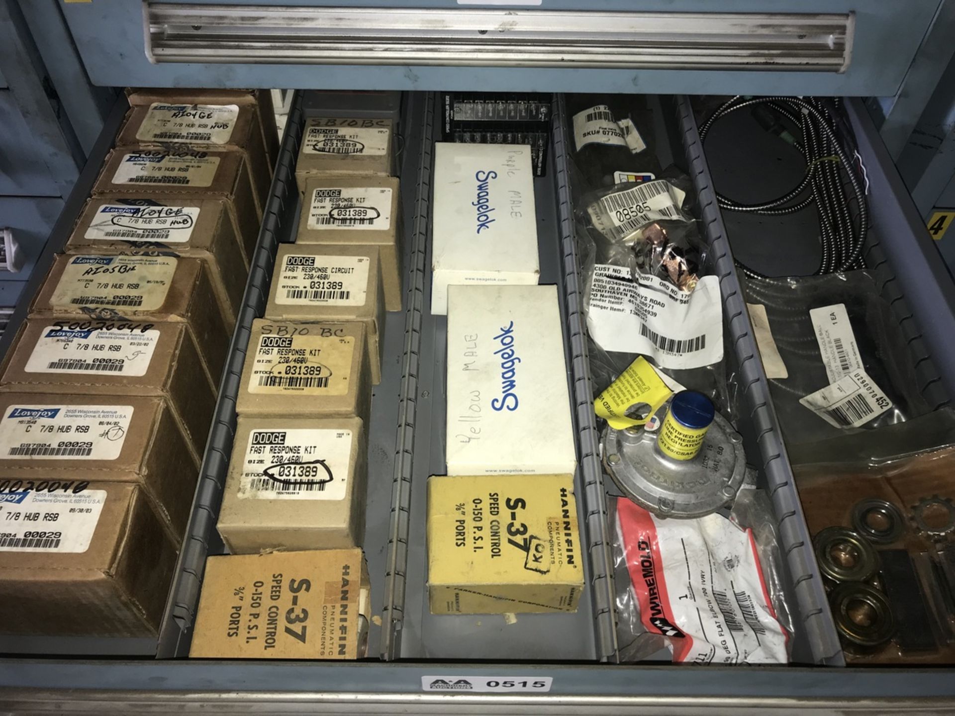 Contents of Drawer including Dodge fast response circuit supply, lovejoy couplings, swagelok