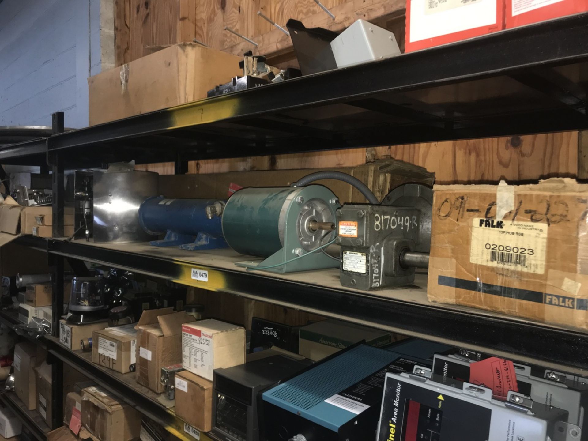 Contents of Shelf including Compressed Air Dryer Filter, Motors, Gear Reducers and Hubs - Image 2 of 5