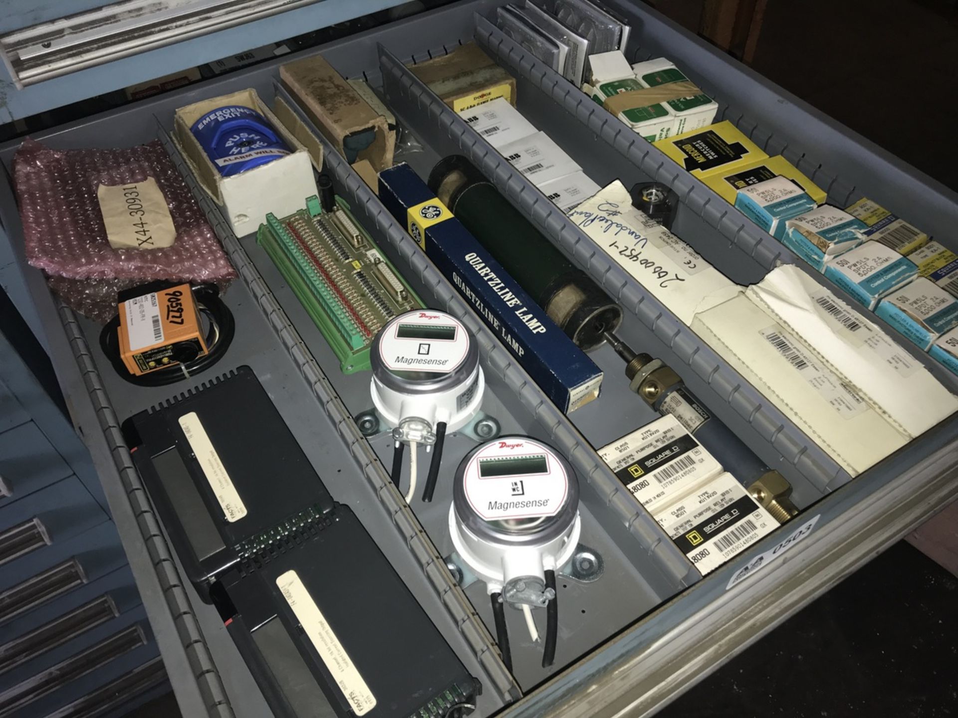 Contents of Drawer including Asco valves, ABB switches, Dwyer sensors, output modules, etc. - Image 3 of 3