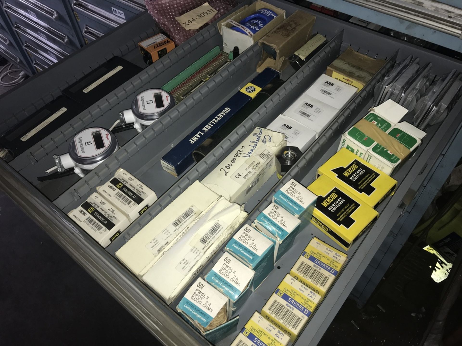 Contents of Drawer including Asco valves, ABB switches, Dwyer sensors, output modules, etc. - Image 2 of 3