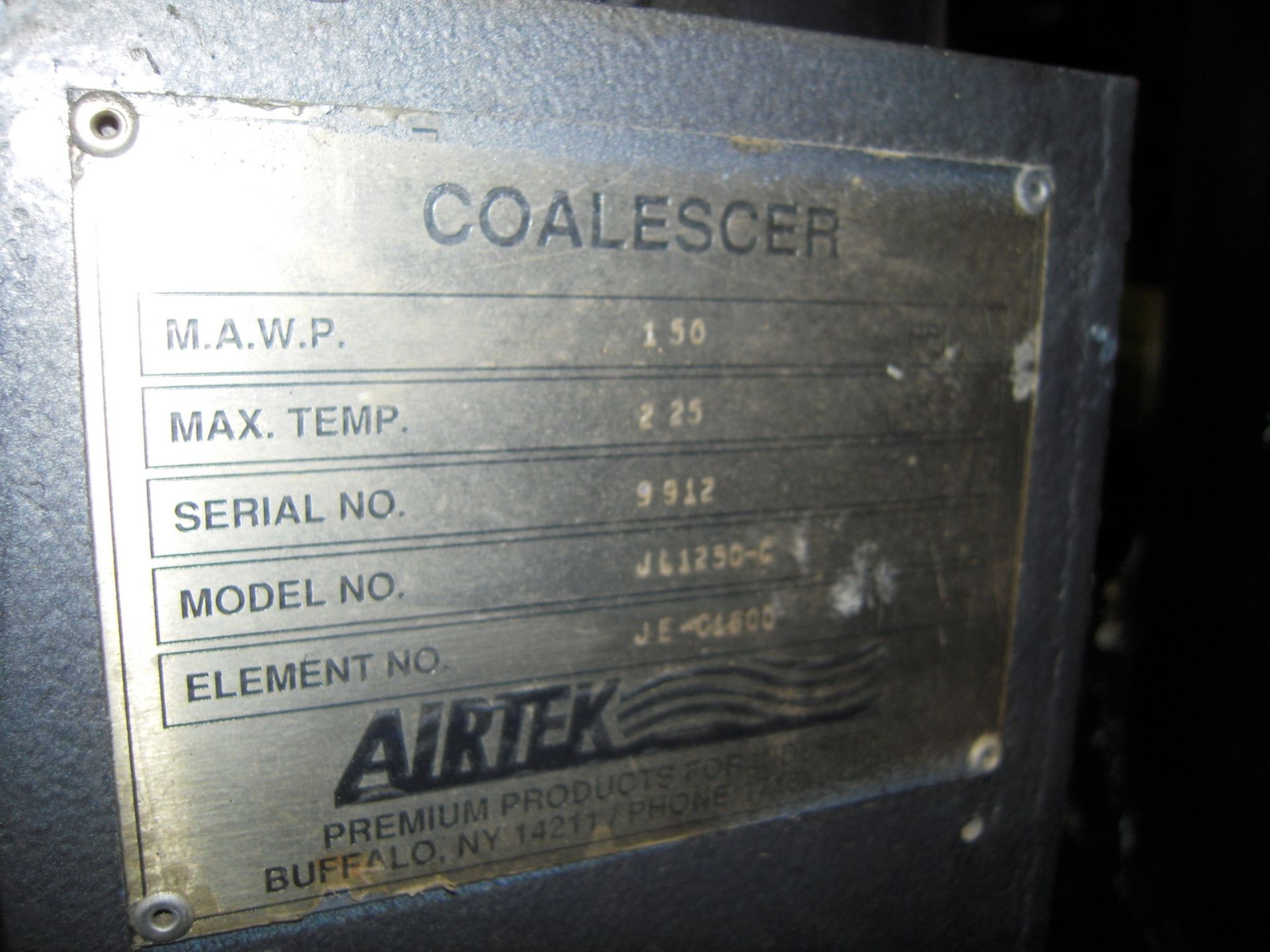 Airtek Mdl. TWP1200 Reactivated Desiccant Dryer, Externally Heated, Capacity 1250 SCFM 35.4 nm3/min, - Image 9 of 10