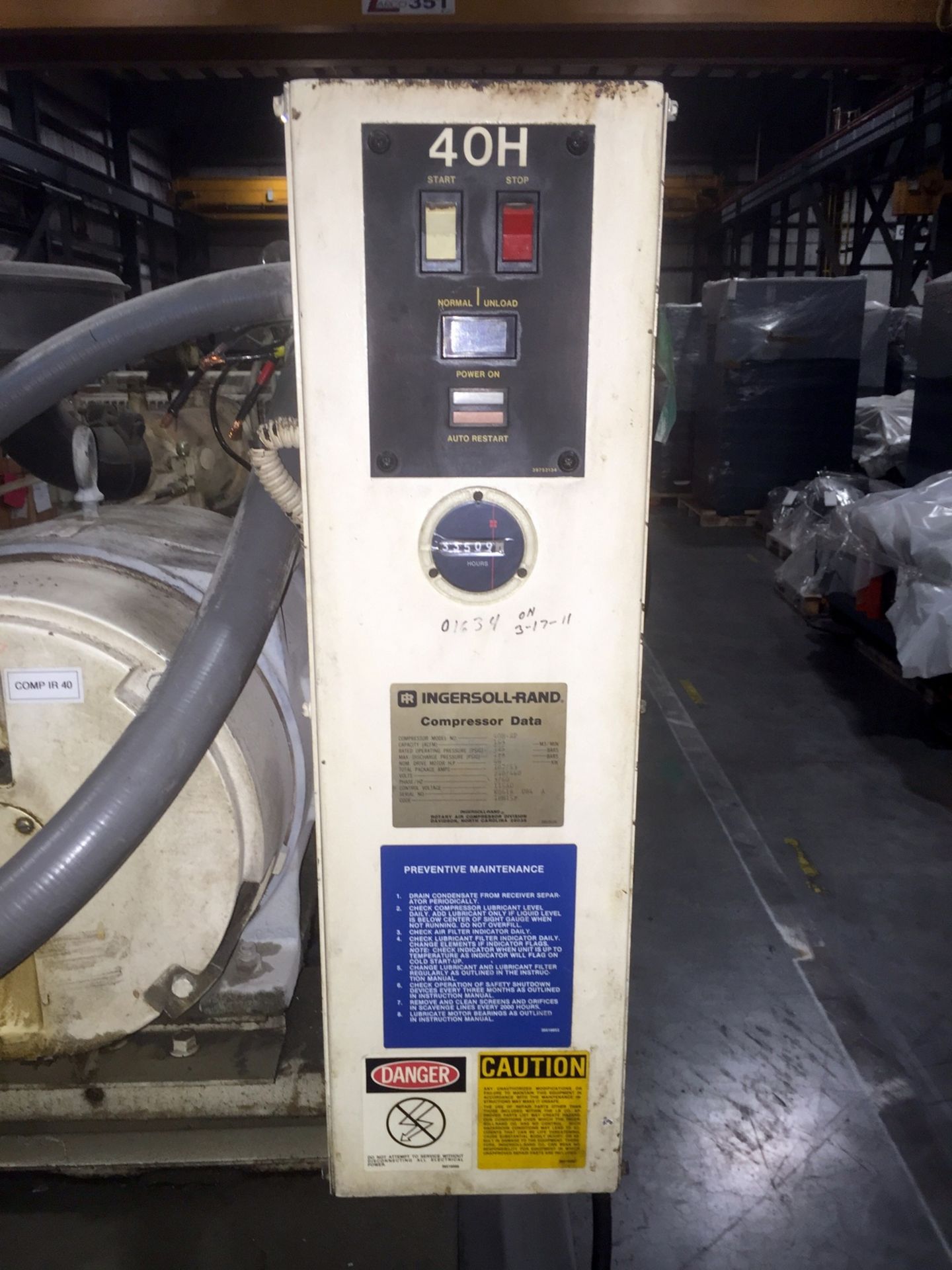 Ingersoll Rand Mdl. 40H-SP Rotary Screw Compressor, Capacity 153 ACFM, Maximum Discharge Pressure - Image 5 of 8