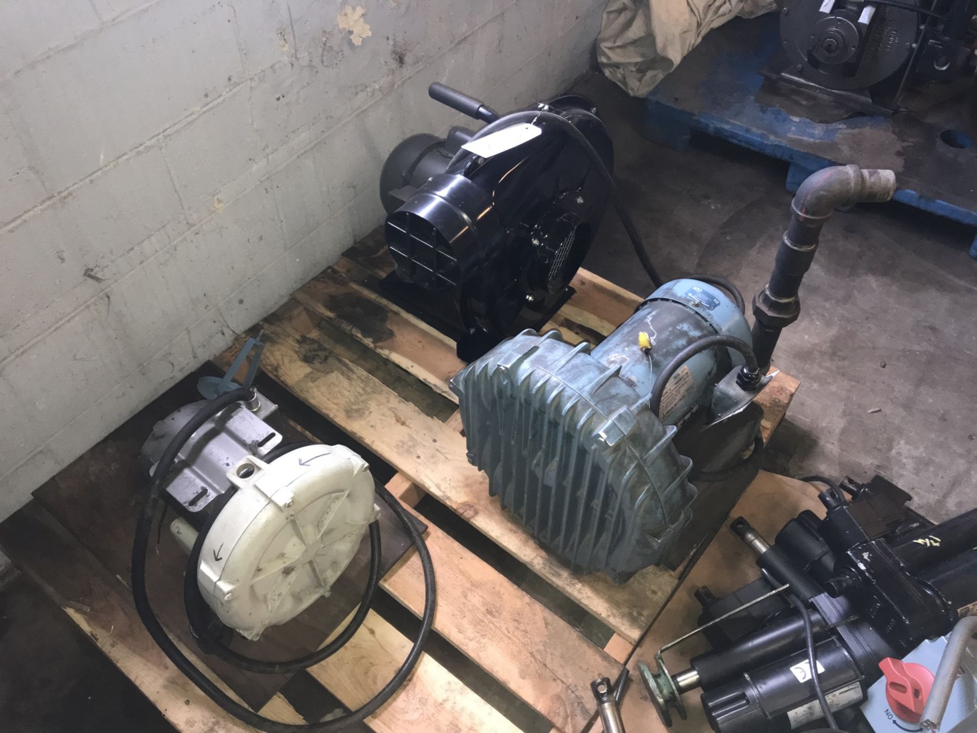 Skid with (1) New Weg Blower and (2) Used Blowers (Located at 8300 National Highway, Pennsauken,