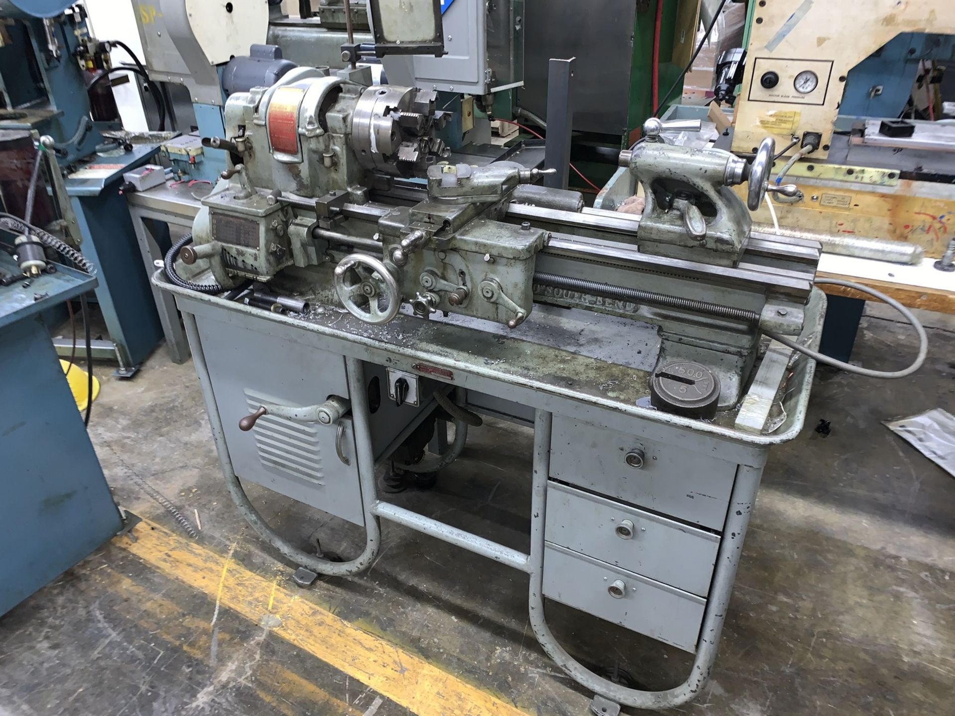 Southbend Precision Lathe, 11" Diameter Swing, 22" Between Centers, 6" Swing over Carriage,