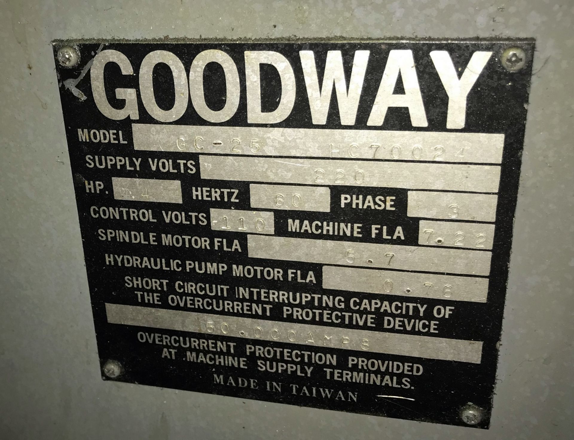 Goodway Mdl. GC-25 HC70024 Precision Lathe retrofitted with OmniTurn Tool Holder, Carriage and - Image 7 of 7