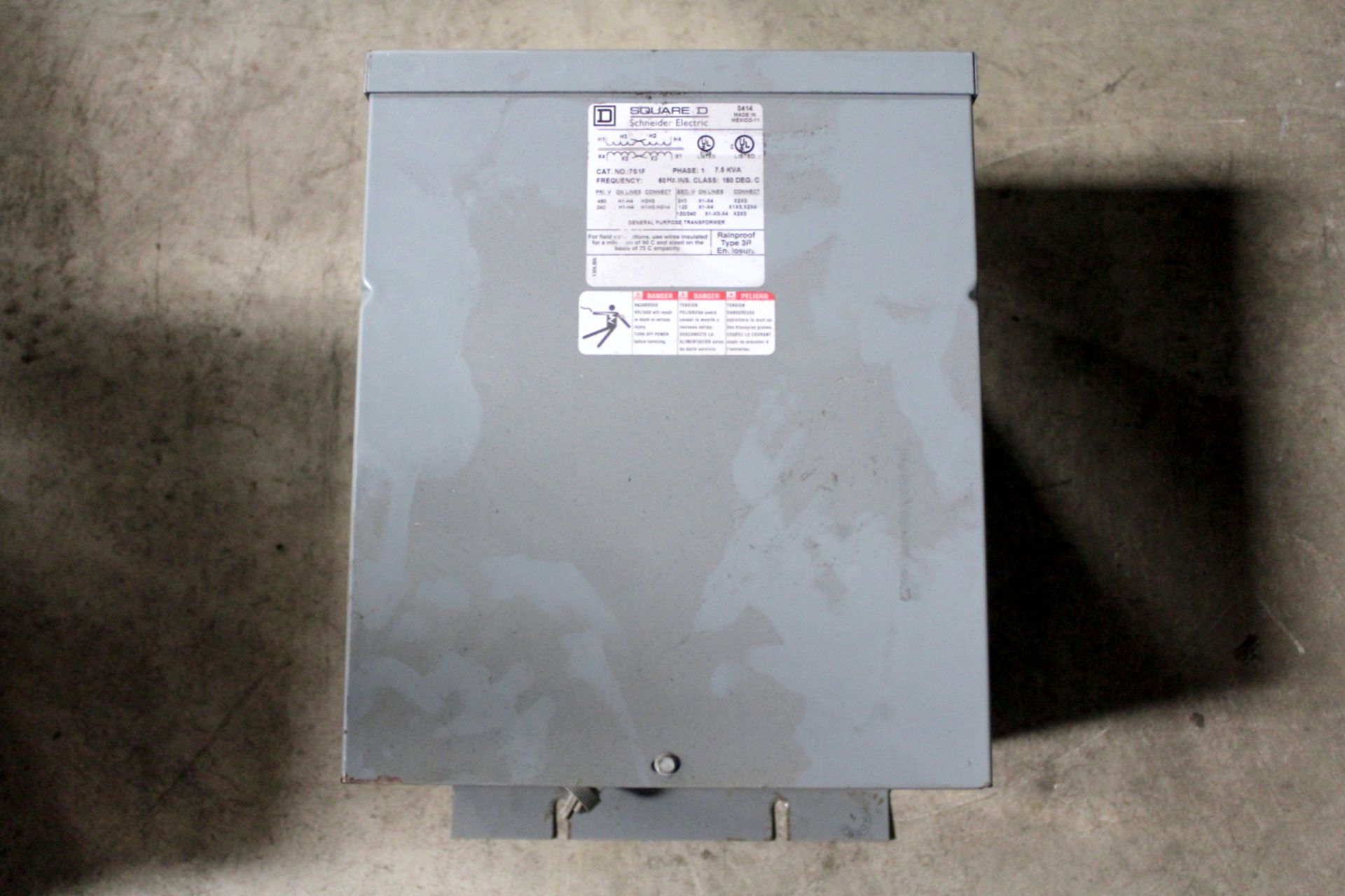 Square D Cat. No. 7S1F Transformer, 7.5KVA, Single Phase (All Items MUST be Removed by Thursday,