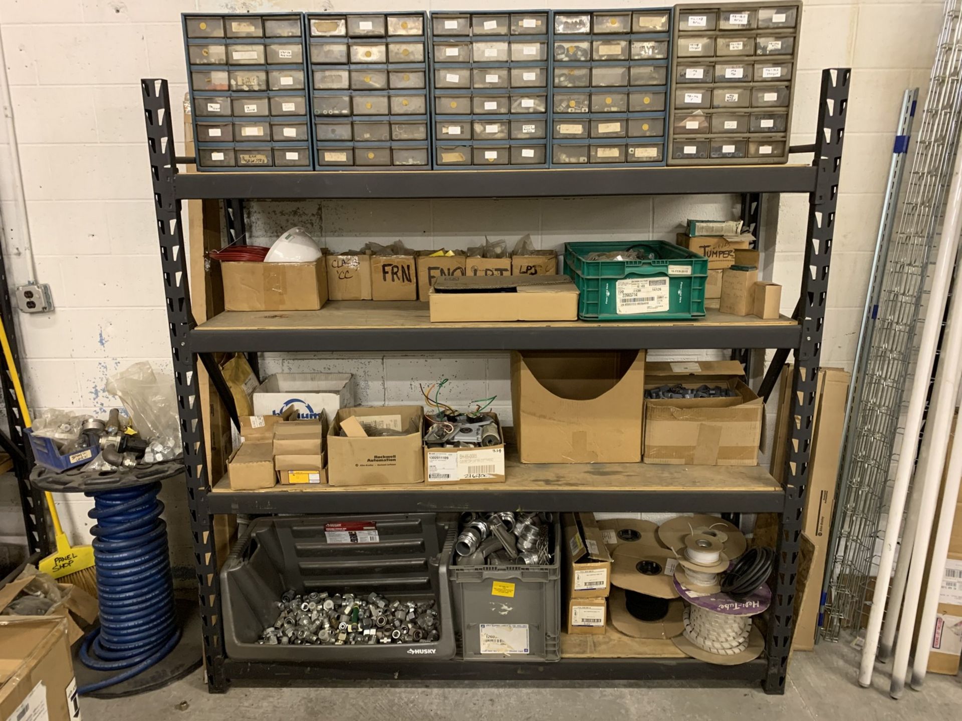 Contents of Shelving in Electrical and Plumbing Storage Area including Disconnects, Pipe Fittings, - Image 6 of 21