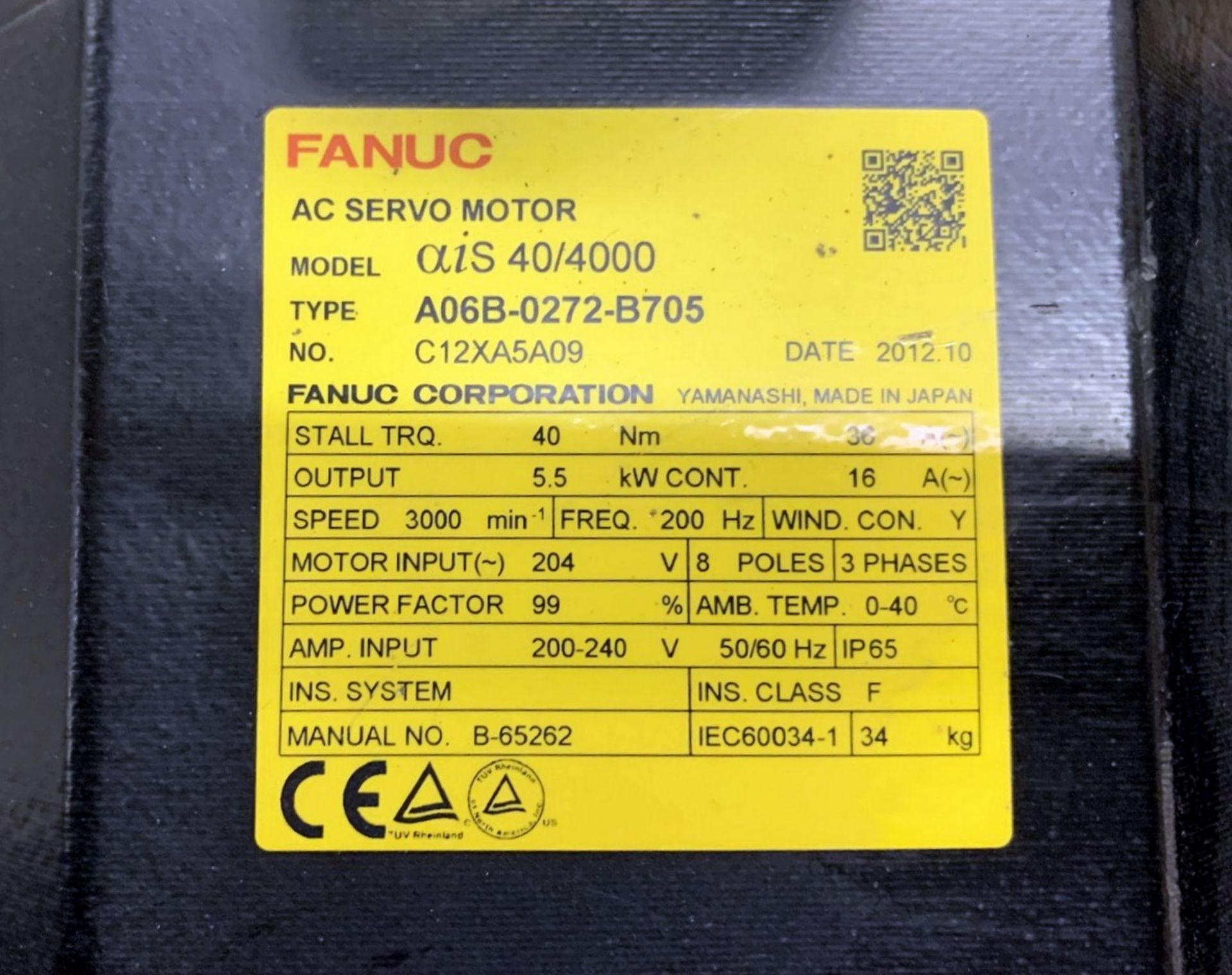 Fanuc Mdl. ais40/4000 AC Servo Motor (All Items MUST be Removed by Thursday, December 19, 2019. - Image 3 of 3