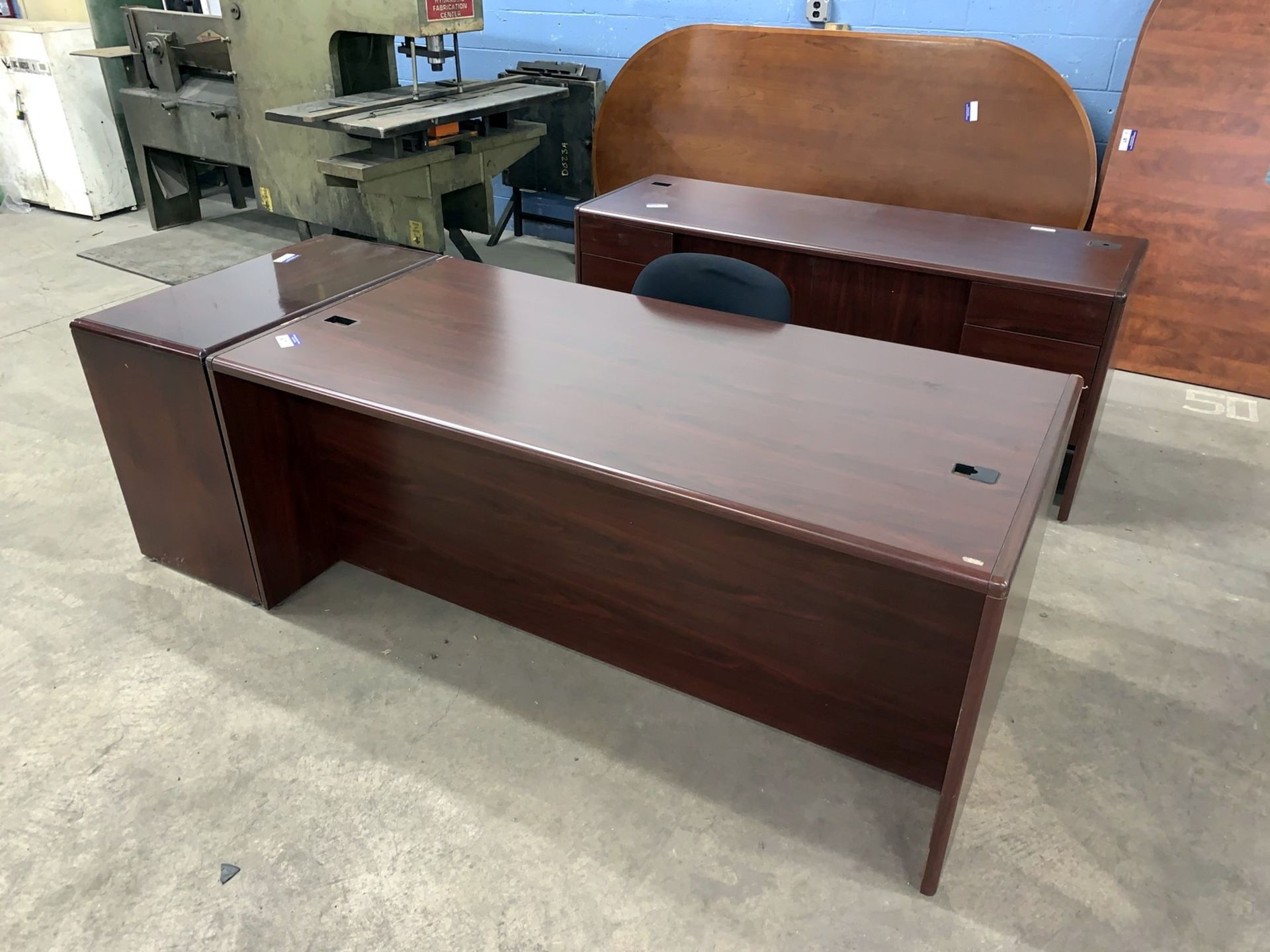 Office Furniture including Desk, Credenza, Laterial Filing Cabinet and Chair (All Items MUST be