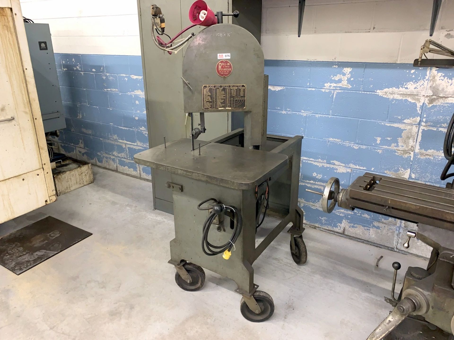 Roll-In Saw, Incl All-Purpose Band Saw, Portable Base, Blade 9'L x 3/4" x .035" x 10/14 (All Items