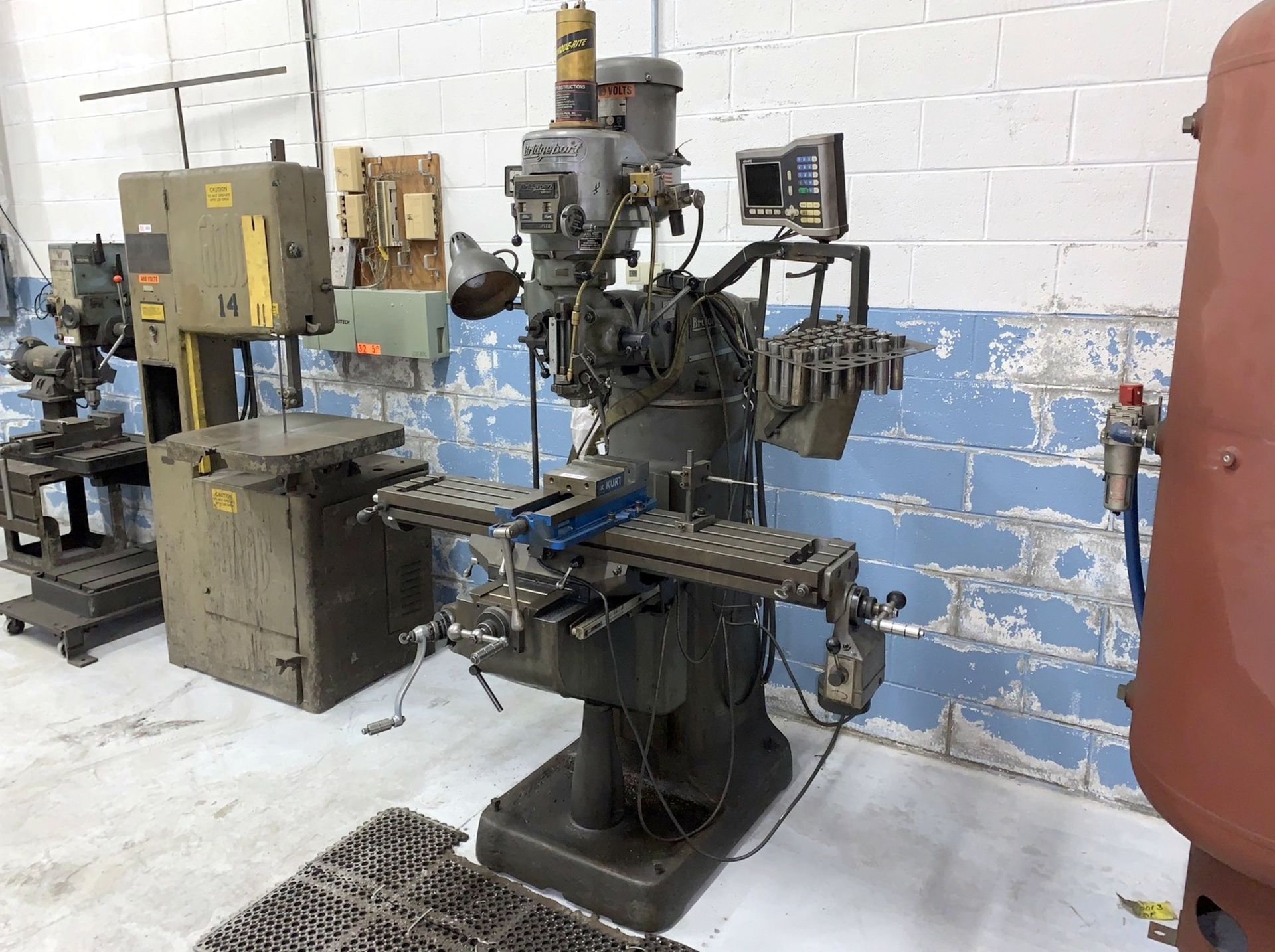 Bridgeport 2Hp Vertical Milling Machine, Knee Type, Chrome Ways, 120 to 4200 RPM, 9" x 48" T-Slot