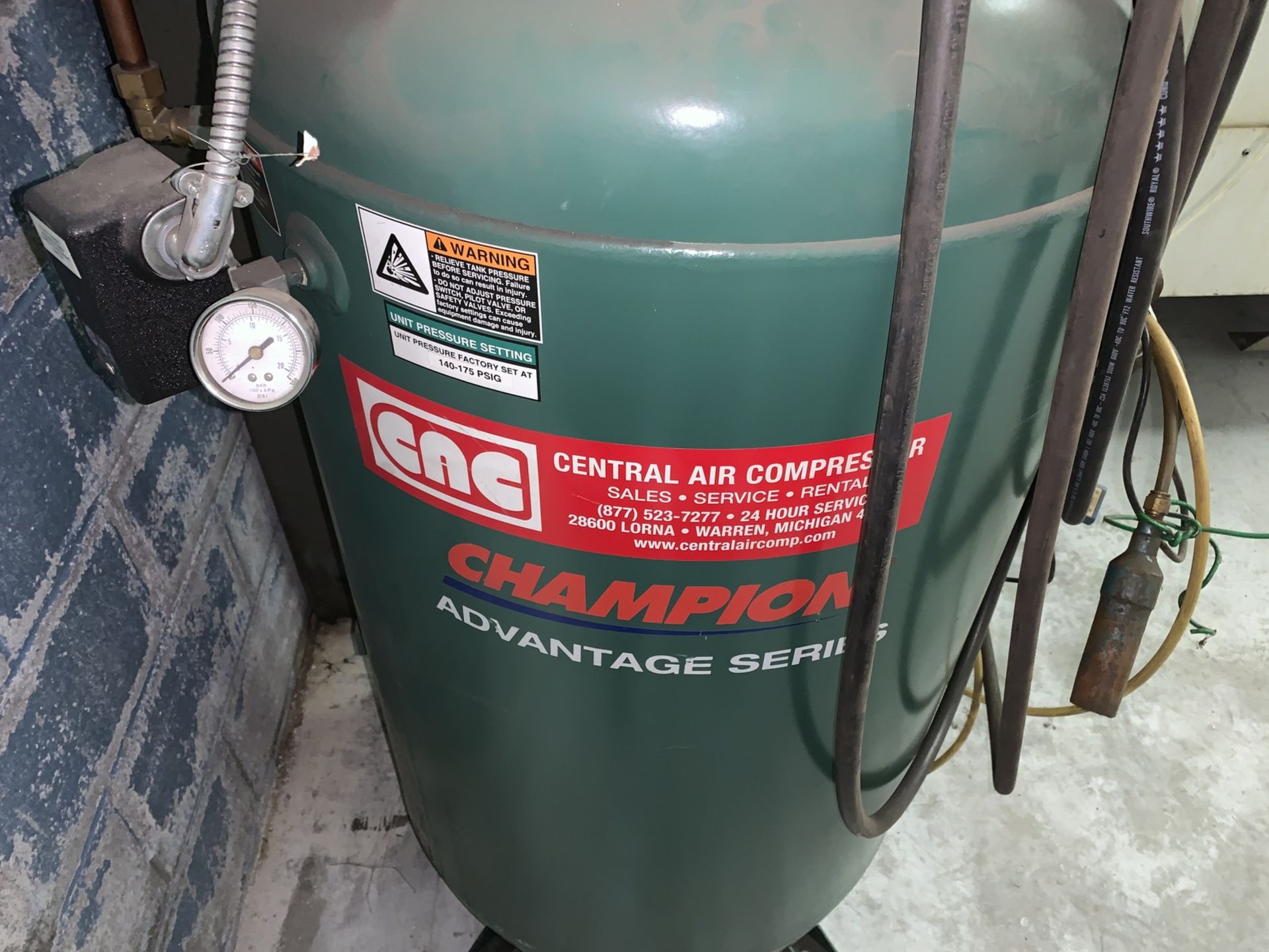 Champion Mdl. VR5-8 Advantage Series Air Compressor, 5Hp, 230V/3Ph, Mounted on a Vertical Air - Image 5 of 7
