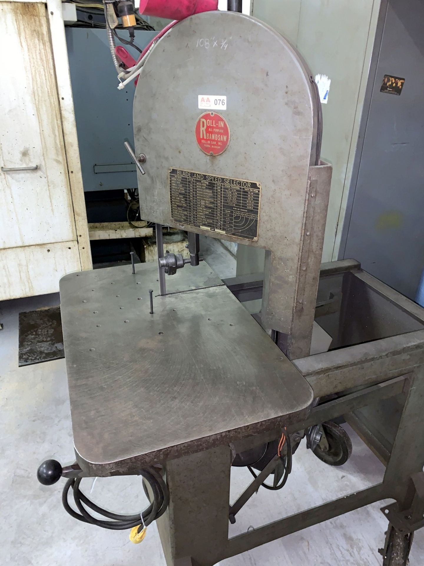 Roll-In Saw, Incl All-Purpose Band Saw, Portable Base, Blade 9'L x 3/4" x .035" x 10/14 (All Items - Image 3 of 6