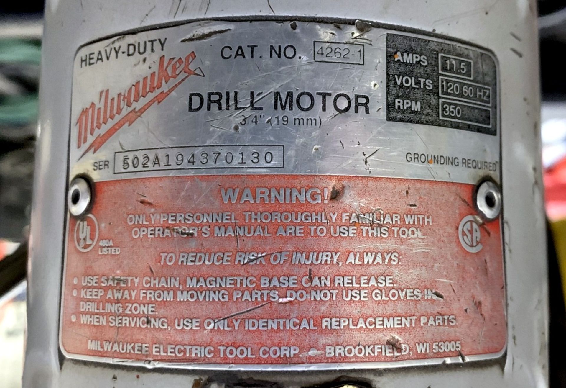 Milwaukee Mdl. 4202 Electromagnetic Drill (All Items MUST be Removed by Thursday, December 19, 2019. - Image 3 of 4