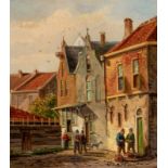 Johannes Frederik Hulk sr. (Amsterdam 1829 - Haarlem 1911)A street scene with villagersSigned