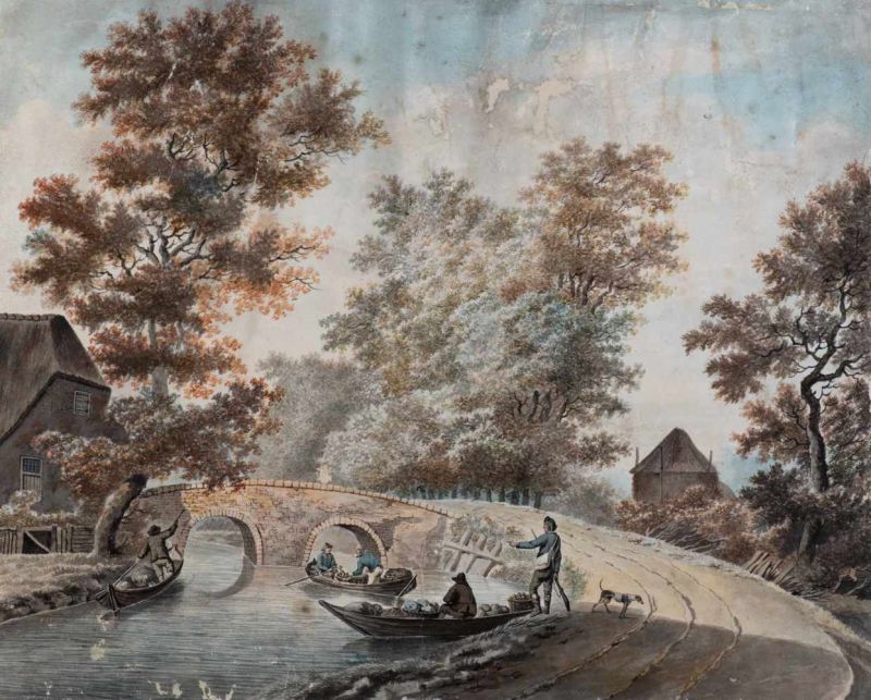 Circle of Pieter Barbiers IV (18th/19th century)Landscape (4x)Mixed media on paper, all approx. 47 x