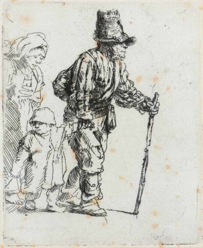 Rembrandt (Leiden 1606 - Amsterdam 1669)Peasant family on the tramp (c. 1652) B., Holl., 131, an