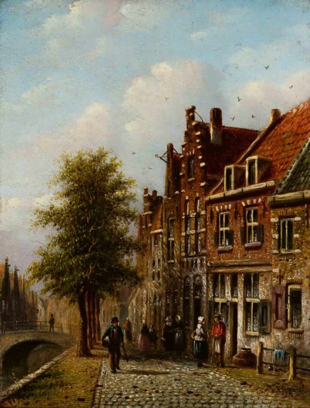 Johannes Franciscus Spohler (Rotterdam 1853 - Amsterdam 1923)a) Jewish Quarter in AmsterdamSigned - Image 2 of 2