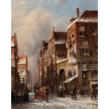 Petrus Gerardus Vertin (The Hague 1819 - 1893)Winter in AmsterdamSigned and dated 55 lower leftOil