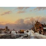 Anton Nicolaas Maria 'Ton' Karssen (The Hague 1945)A winter landscape with skaters and Koek-and-