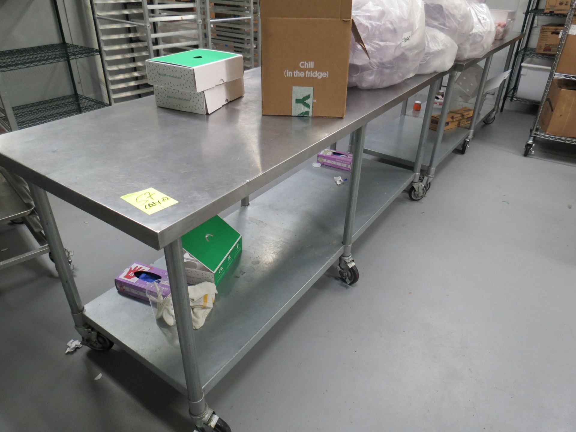 STAINLESS STEEL MOBILE PREP TABLE, 30" x 84"