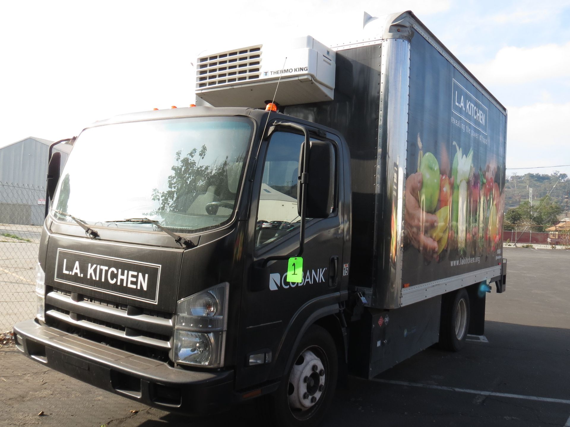 2012, ISUZU REFRIGERATED BOX TRUCK, 16' BOX, LIFTGATE, SIDE DOOR, 102,800 MILES,CNG FUEL