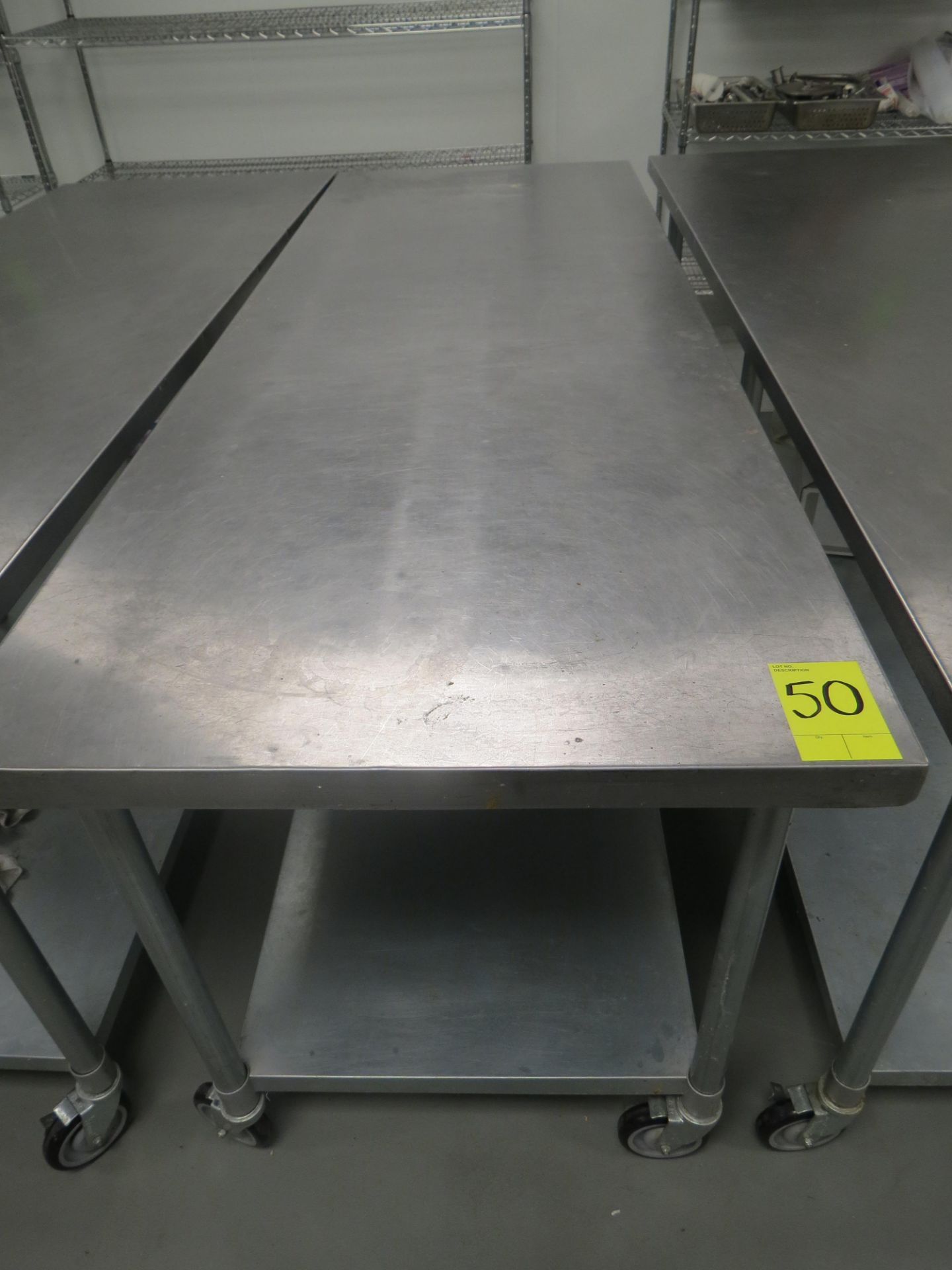 STAINLESS STEEL MOBILE PREP TABLE, 30" x 84"