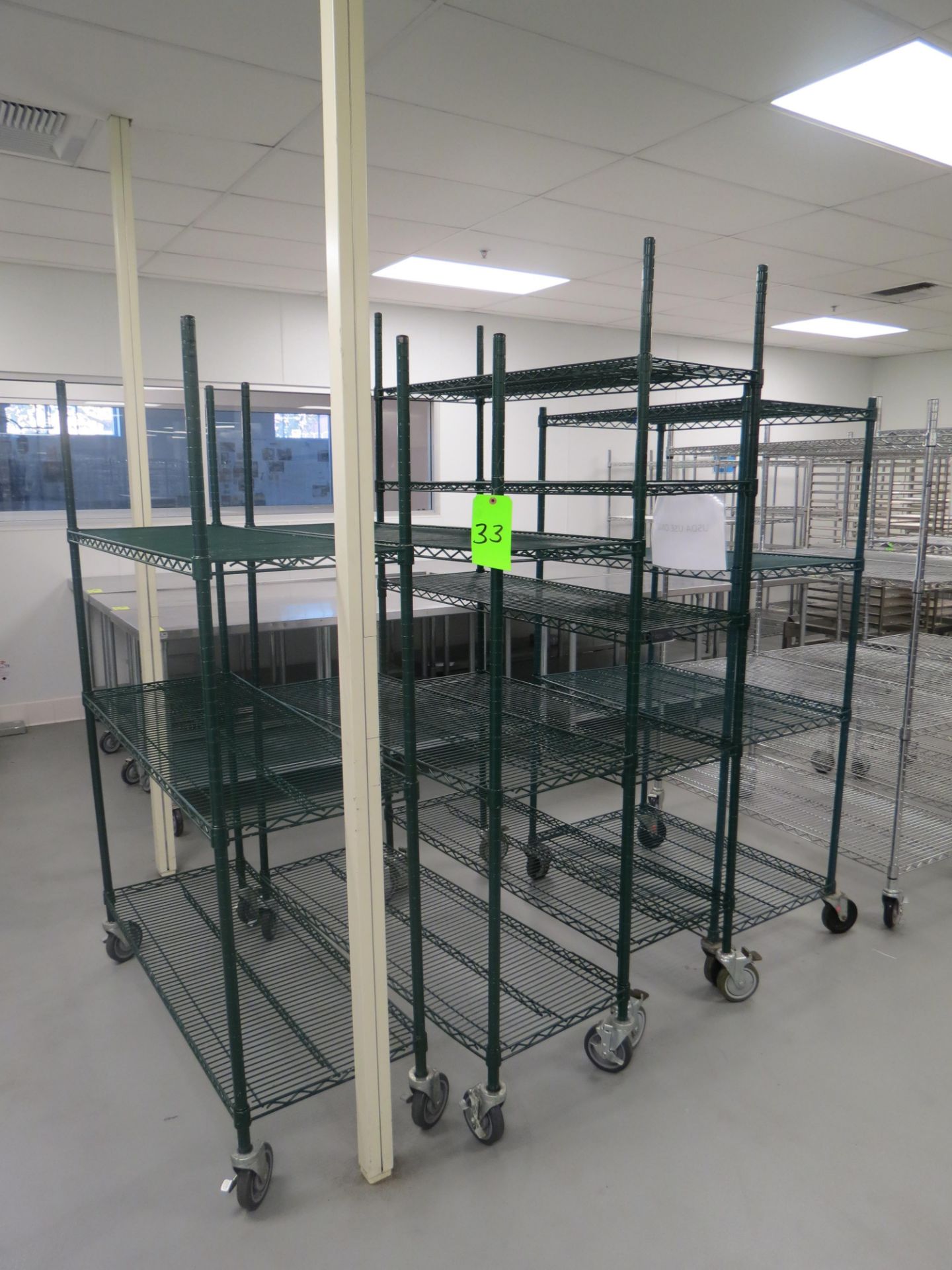 ASSORTED GREEN MOBILE WIRE RACKS