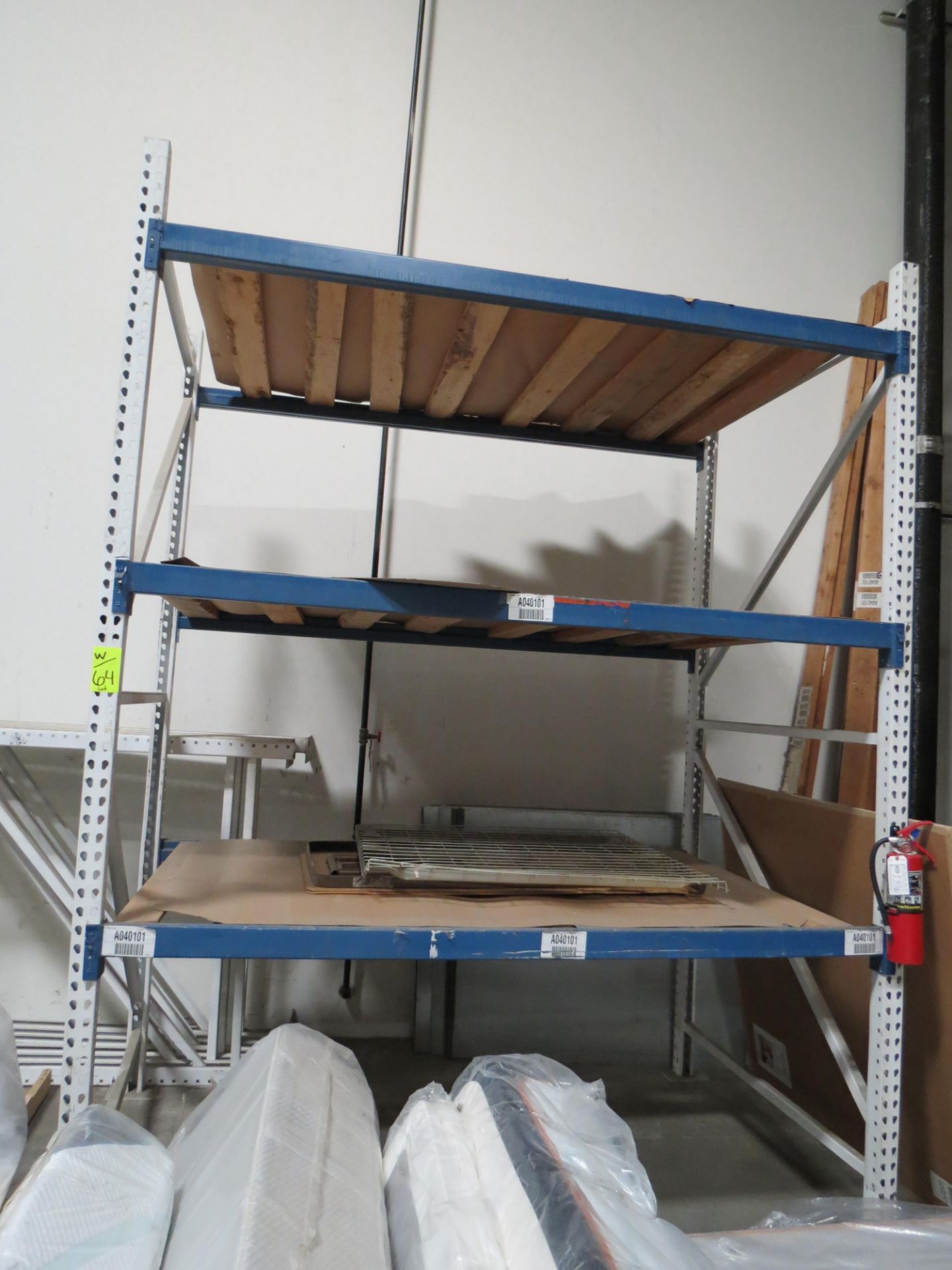 Lot Approximate 6-Sections of Blue / White Pallet Racking 8-Uprights, 6-Orange Beams & Approximate