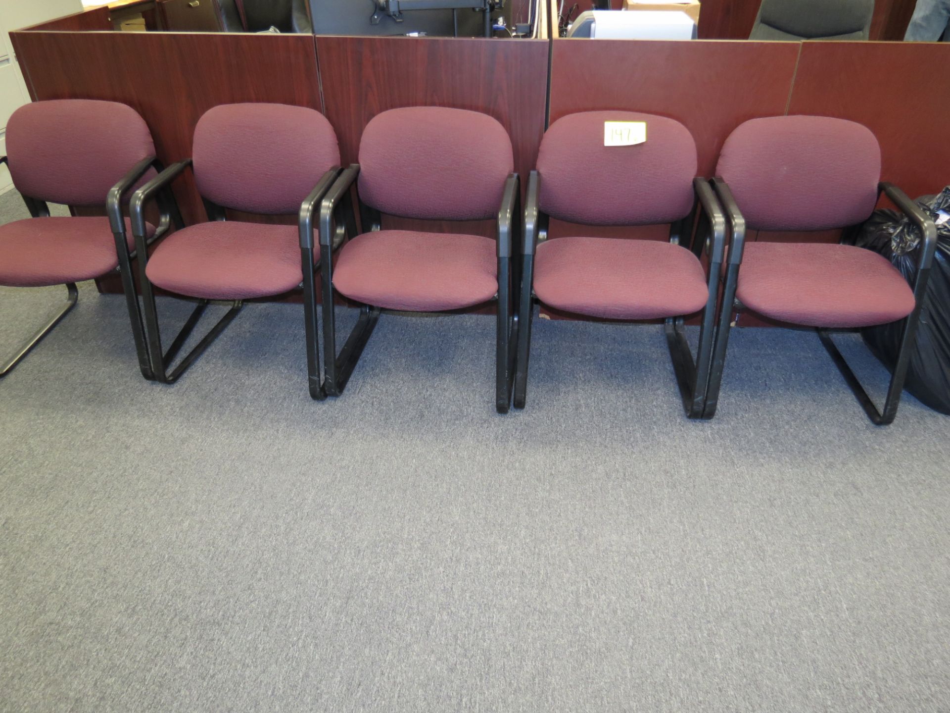 Lot 5-Maroon and Black Side Arm Chairs