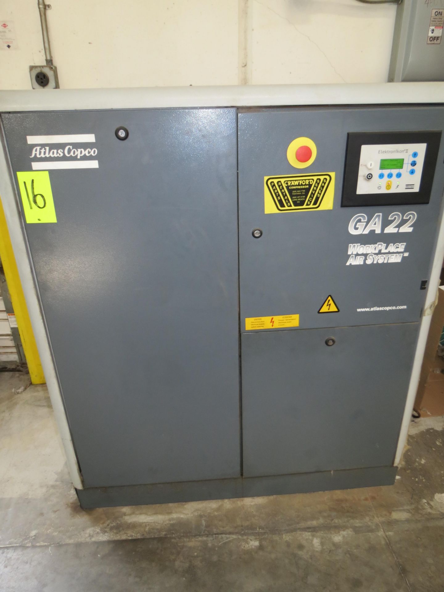 Atlas Copo GA22, 30HP,Main Air Compressor, 480V, SN:API292017